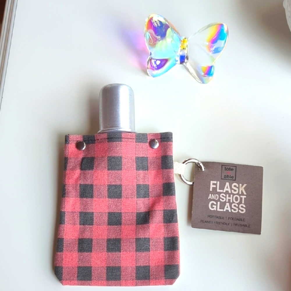 New Flask and Shot Glass, Portable, Foldable, Planet Friendly, Reusable.